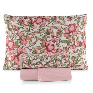 Imagem de Jogo de Cama Lençol Sonho Bom Solteiro em Malha Algodão 3 Peças - Rosê - 100% Algodão