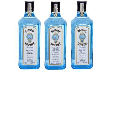 Imagem de Kit Gin Bombay Sapphire Dry London 750ml 3 unidades