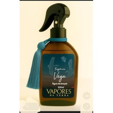 Imagem de Vapores da Terra Vega Água de Lençóis, Fragrância Premium com Borrifador, 500ml, Frasco Âmbar com Tacel Turquesa.