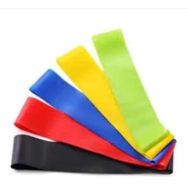 Imagem de Kit de Faixas Elásticas para Exercícios, 5 Cores (Vermelho, Azul, Amarelo, Verde, Preto), Treino em Casa e Academia, Resistência Progressiva