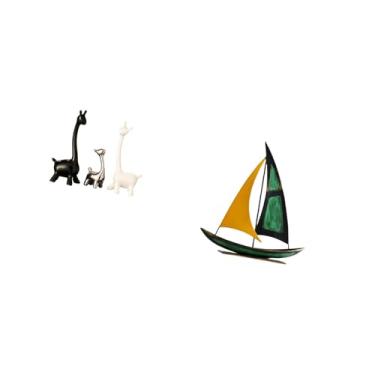 Imagem de Fenteer Estátua de Cerâmica Moderna E Criativa de Girafa E Escultura de de Ferro, Enfeite de Mesa Central para Mesa, Escritório, Estante, Decoração de