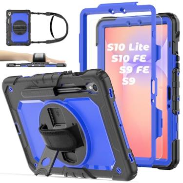 Imagem de BASE MALL Capa para Samsung Galaxy Tab S10 Lite / S10 FE / S9 FE 10,9 polegadas / S9 11'' 5G protetora com protetor de tela/suporte de caneta/alça de mão, capa de tablet resistente à prova de choque