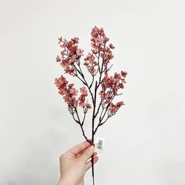 Imagem de Ramo de Flores de Cerejeira Artificial 35cm Buquê de Seda Para Decoração Casamento Festa Arranjos Florais(Rose,1)
