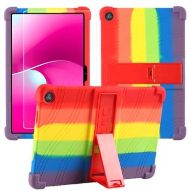 Imagem de Caweet Capa para tablet T-Mobile Revvl Tab 2 de 10,1 polegadas (2025) com protetor de tela de vidro temperado, resistente à prova de choque, proteção total, suporte ajustável, capa de silicone