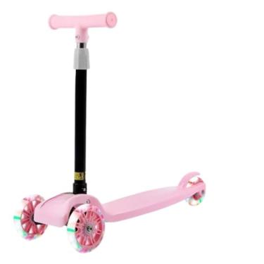 Imagem de Patinete Infantil 3 Rodas De Led Dobrável Scooter Crianças (Rosa)