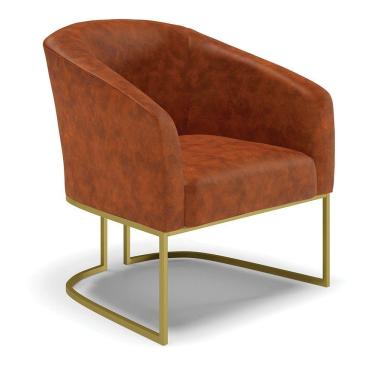 Imagem de Poltrona Corano Nozes Base Industrial Dourada