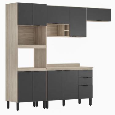 Imagem de Cozinha Completa Modular Firenze 5 Peças Composição 3 Avena Touch Grafito Fi0003 Demóbile