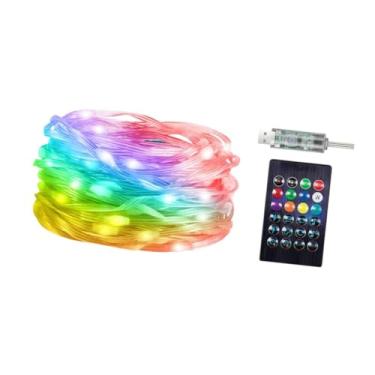 Imagem de Baoblaze Luzes de fadas de mudança de cor Fairy String com remota lâmpada de decoração ambiente corda de fio de cobre para barra de quintal da frente