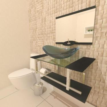 Imagem de Gabinete de Vidro 70cm para Banheiro Irlanda - EKASA, Ouro Envelhecido