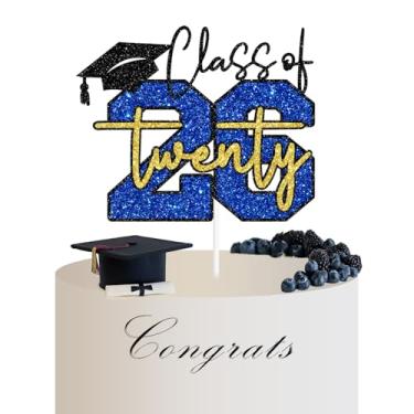 Imagem de Class of 2025 Cake Topper, Congrats Master/PHD, You Did It/Congrats Grad, High School, College Graduation Party Decorations, Blue and Gold Glitter