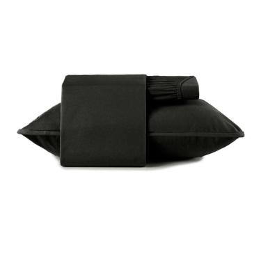 Imagem de Jogo de Cama Solteiro 3 Peças Altenburg Malha Fio Penteado Preto Primitivo