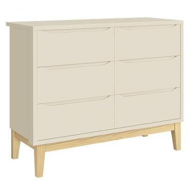 Imagem de Cômoda 6 Gavetas Classic New Areia Fosco Com Natural - Moveisaqui