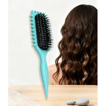 Imagem de Pente de cabelo desembaraçante para mulheres, almofada curvada, cabelo molhado e seco, massagem antiestática para cabelos cacheados lisos, ondulados, pentes portáteis verdes 5