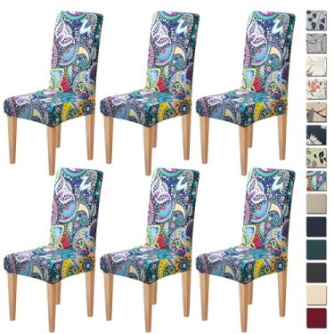 Imagem de Dioxide Capas de cadeira de alta elasticidade para cadeiras de jantar, conjunto de 6 capas de cadeira de jantar laváveis, capas de assento macias para cadeiras de cozinha, protetores de cadeira