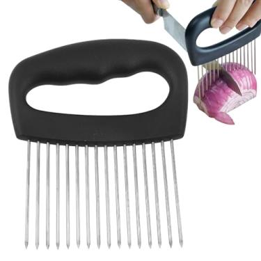 Imagem de NOVANO Cortador de cebola grande e amaciador de carne, ferramenta de cozinha para amaciar, cortador de cebola, cortador de legumes, fatiador de tomate de aço inoxidável com 16 agulhas longas, para