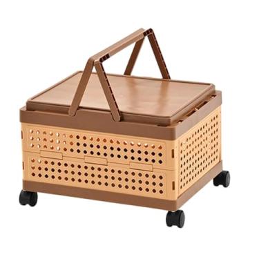 Imagem de AFXGUSD Caixa de Armazenamento Dobrável com Rodas, Ideal para Organizar Seus Lanches E Biscoitos, Cesta de Compras para Camping, Banheiro E Muito Mais, Camada única 27cm a