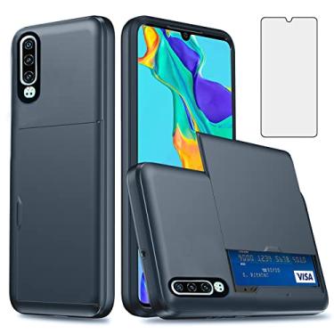 Imagem de Asuwish Capa de telefone para Huawei P30 com protetor de tela de vidro temperado e porta-cartão de crédito capa carteira acessórios de celular híbrido rígido Havaí P 30 ELE-L29 mulheres homens azul
