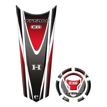 Imagem de Adesivo Faixa Gravata Tanque E Bocal Moto Resinado Cg Titan Preto