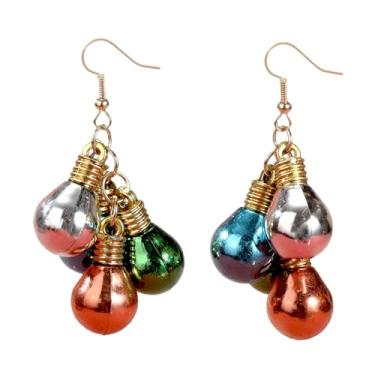 Imagem de Brincos de luz de Natal para mulheres, lâmpadas coloridas, brincos de bola de Natal, brincos de lâmpada de Natal para mulheres, joias de festa, Medium, Acrílico, Sem pedra preciosa