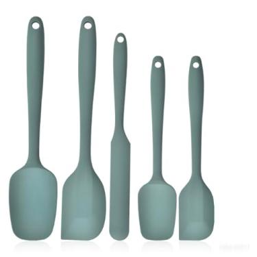 Imagem de Conjunto de espátula de silicone, 5 peças, resistente ao calor até 239 °C, verde sálvia, mágica de cozinha antiaderente! Silicone durável fácil de limpar, perfeito para virar panquecas e cozinhar com