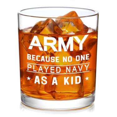 Imagem de Slugeren Presentes do exército para homens - Army Because No One Played Navy As A Kid Copo de uísque 283 g, Presentes da Marinha Veterana Militar para Homens, Aniversário, Natal para ele, Pai, Tio