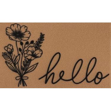 Imagem de Arttown Hello Copywriter Tapete de porta folhas de flores bem-vindo tapete fundo grosso antiderrapante durável resistente à sujeira tapete de entrada interior exterior tapete para entrada de varanda
