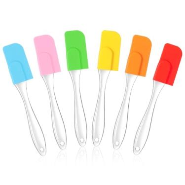 Imagem de Conjunto de 6 mini espátulas de silicone, pequenas espátulas de borracha para uso na cozinha, espátula de silicone pequena antiaderente para assar, cozinhar, misturar, geada, servir, biscoitos, bolos