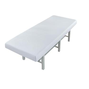 Imagem de Lençol de mesa de massagem reutilizável premium 189 x 80 cm, protetor de lençol com elástico para esteticista e mestre, à prova d'água e à prova de óleo, manchas, lavável na máquina (branco, 189 x 80