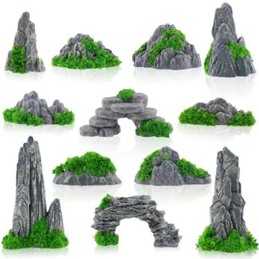 Imagem de Warmtree 12 peças de estátua de pedra falsa de rocha de diorama para suprimentos de diorama, paisagem de micro trem, mesa de areia ferroviária, acessórios de jardim zen