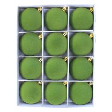 Imagem de rockible Conjunto de 12 enfeites de Natal em formato de bola, pingentes para fotos, decoração natalina de 6 cm de diâmetro, para parede, armário, casa ou para, Luz Verde
