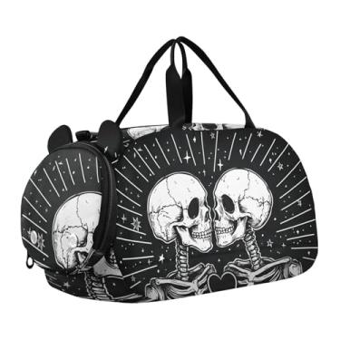 Imagem de Quteprint Bolsa esportiva infantil para meninos e meninas – Bolsa de ginástica 100% poliéster com compartimento separado para sapatos, alça de ombro ajustável, bolsa compacta para viagem e treino