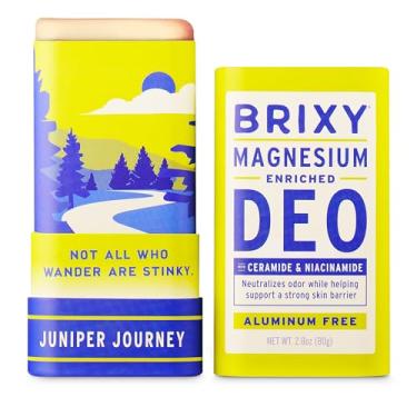 Imagem de BRIXY Desodorante de magnésio, controle eficaz de odores com ceramida e niacinamida para cuidados com a pele, sem alumínio, sem bicarbonato de sódio, desodorante de pele sensível, vegano, sem plástico