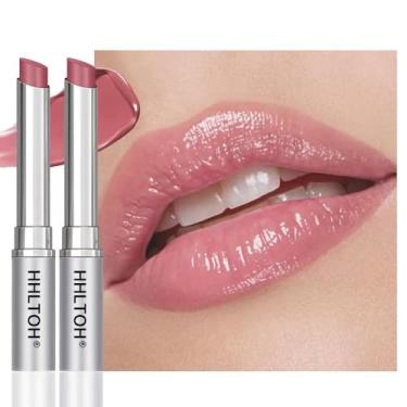 Imagem de HHLTOH 2 batons de mel matizados batom labial – batom hidratante transparente para todos os tons de pele – brilho labial hidratante, protetor labial nutritivo com um toque natural de laranja rosa