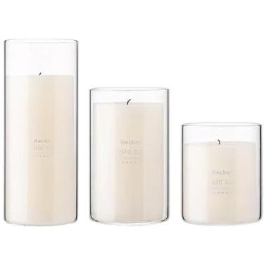 Imagem de Conjunto de 6 castiçais de vidro Hurricane com castiçais cônicos transparentes Base-OWLREX 35,5 cm de altura Castiçais cônicos de vidro transparente à prova de vento para mesa de casamento, decoração