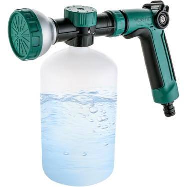 Imagem de VENETIO Pistola Pulverizadora para Mangueira 8 Níveis - Para Fertilizante Líquido, Água e Sabão - Garrafa 1000mL Recarregável, Esguicho Multiúso para Jardim, Hortas, Gramado e Lavagem de Carros