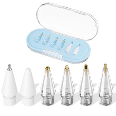 Imagem de Pontas de substituição atualizadas para Apple Pencil Pro/2ª geração/1ª geração/USB C, ponta de metal de ponta fina resistente ao desgaste com estojo de armazenamento, conjunto de pontas de caneta para