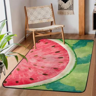 Imagem de Tapete para sala de estar, lavável à máquina, melancia, fruta, verde, vermelho, antiderrapante, macio, para sala de estar, quarto, sala de jantar, berçário, cozinha, decoração de casa