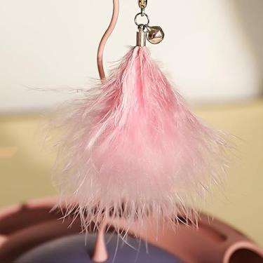 Imagem de Naroote Brinquedo Interativo Engraçado da Plataforma Giratória da Pena do Gato para Gatinhos Brinquedo para Gatos Com Vara do Teaser para o Tempo de Jogo Interno (Roxo Rosado)