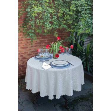 Imagem de Toalha De Mesa Ibis Outono Redondo 6 Lugares Branca Rafimex