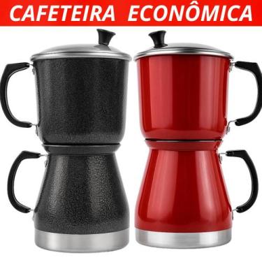 Imagem de Cafeteira Italiana Alumínio Econômica Manual Vermelha - SL