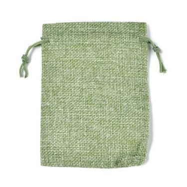 Imagem de 10 bolsas de poliéster imitação de estopa sacos com cordão, bolsa cosmética verde amarela multiuso bolsa de higiene de viagem, sacos de armazenamento para festa de casamento, artesanato faça você