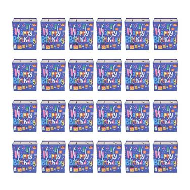 Imagem de Saco de aniversário azul bonito estilo alça design material de papel leve portátil saco de embalagem de aniversário para crianças festa presente decoração 24 pçs