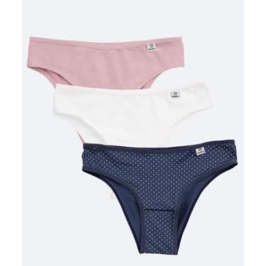 Imagem de Kit 3 Calcinhas Biquíni DelRio-90103, Azul, Branco, P