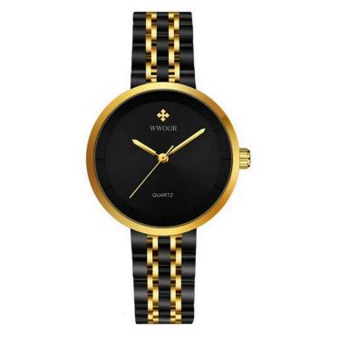 Imagem de Relógio Feminino De Quartzo Minimalista Pulseira De Aço Inoxidável A Prova D´agua Preto