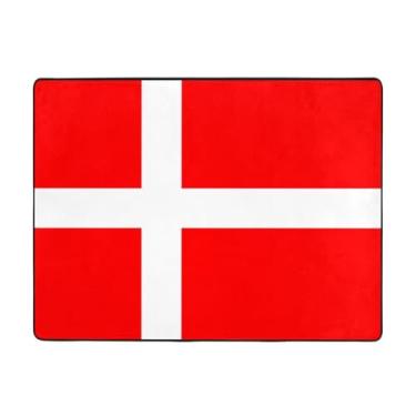 Imagem de ZERAOKE Tapete de área com bandeira dinamarquesa 11 x 15 m, lavável na máquina com suporte antiderrapante, tapetes macios para sala de estar, quarto, entrada, quarto de crianças, decoração de casa