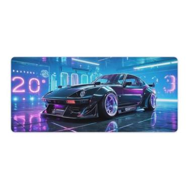 Imagem de HouLaiZhe JDM Retro 350Z Future Neon Cyber Gaming Mouse Pads JDM Car Desk Pads Grandes Mousepads para teclado de mesa, computador, Mat, 40 x 90 cm