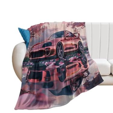 Imagem de HouLaiZhe Cobertor super macio de flanela JDM carro rosa flores de cerejeira cobertores leves refrescantes para sofá-cama cadeira sofá carro viagem ao ar livre leve quente 76 cm x 101 cm