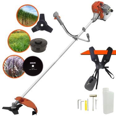 Imagem de Roçadeira Profissional Tekna RL520ACG2 2 Tempos 52cc 2HP de Potência Cortador de Grama Com Cabeçote de Nylon + Lâmina 3 Pontas + Lâmina 80 Dentes