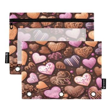 Imagem de Wassud Sweet Love Pacote com 2 pastas para fichário com 3 furos, pasta organizadora de arquivos para casa, escritório