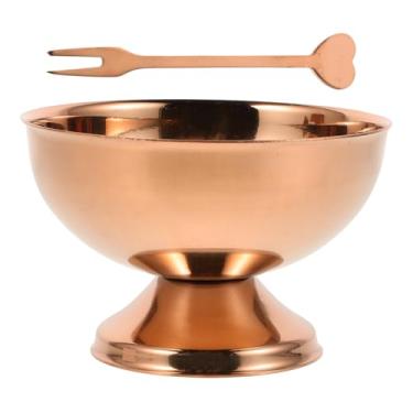 Imagem de Toyvian Tigelas de Sorvete Em Aço Inoxidável Com Garfo: Taças de Sobremesa Com Pé de 130ml, Tigela Redonda Pequena E Reutilizável de 9,3cm Com Base para Sundae, Iogurte, Pudim, Aperitivos, Salada,